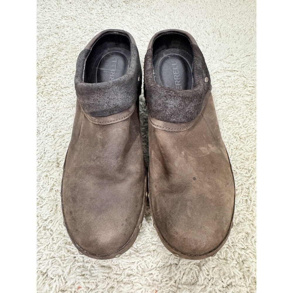 Merrell Luxe Wrap Clogs Slip On Brown Leather Performance Clogs Size 9 Studded‎